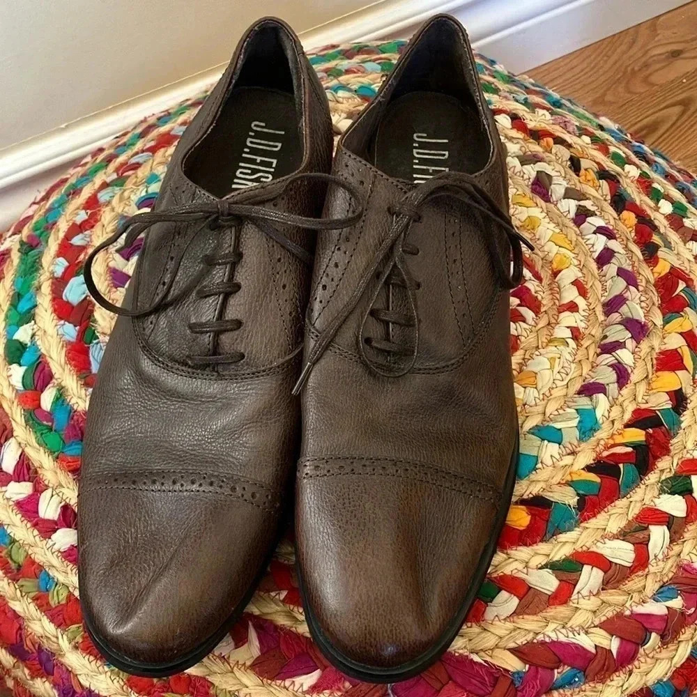 J.D.  Fisk brown leather Oxford shoes